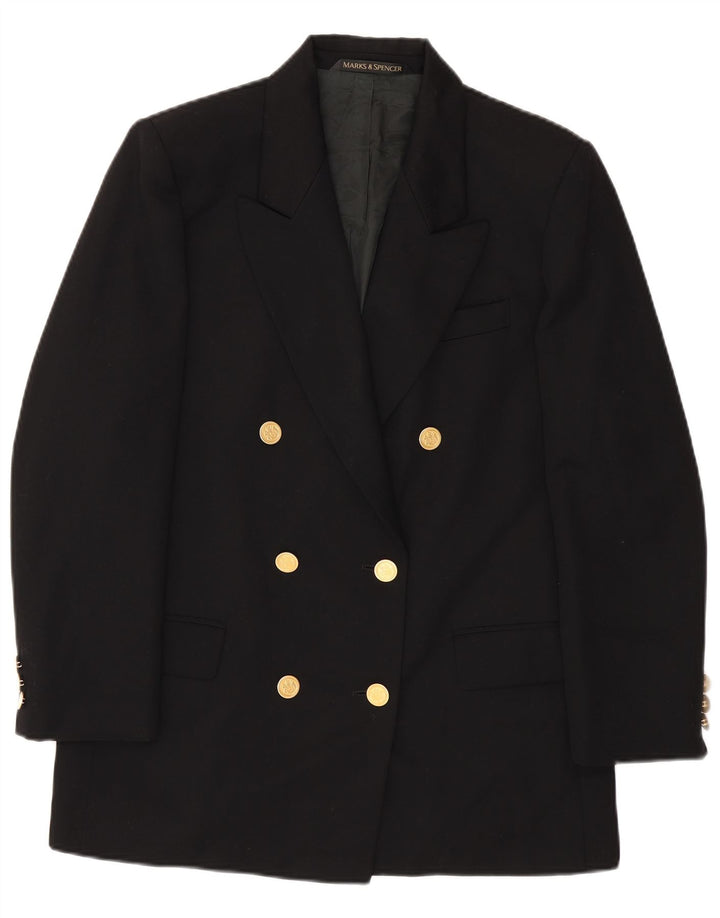 Marks & Spencer Dame Dobbeltradet Blazer Jacket UK 16 Large Black