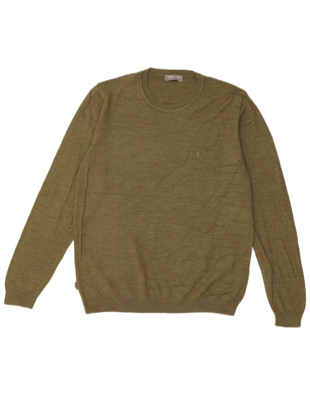 PIERRE CARDIN Herre sweater med rund hals, medium Khaki Wool