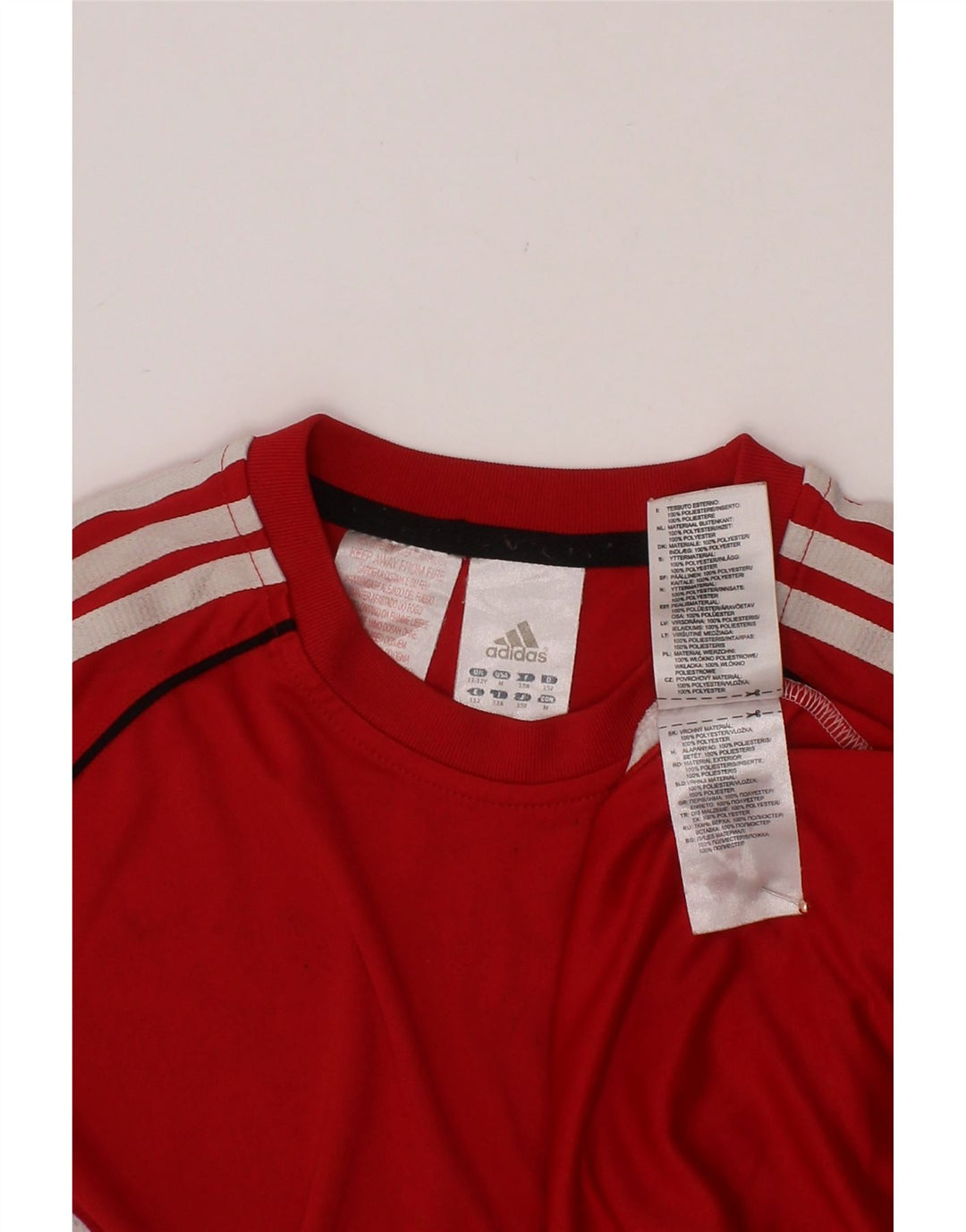 ADIDAS Drenge T-Shirt Top 11-12 År Rød Colourblock Polyester