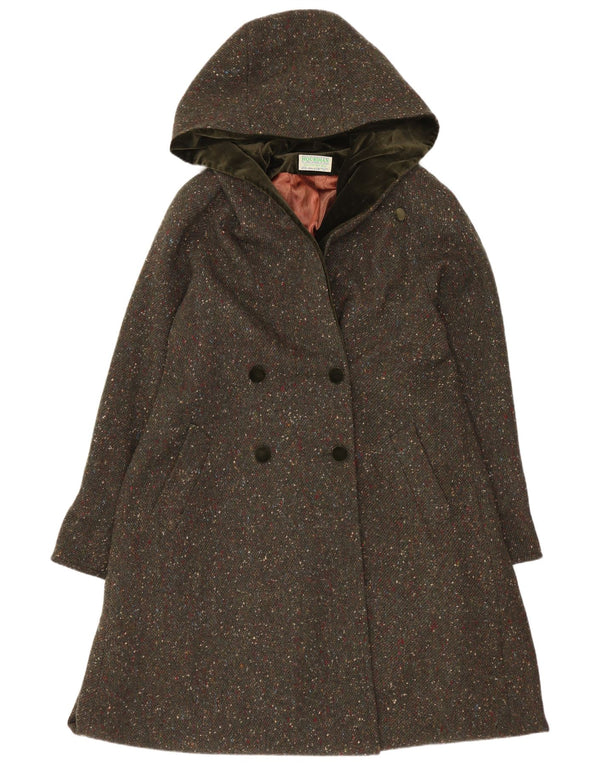 Jimmy Hourihan Dame Hooded Double Breasted Coat UK 10 Small Green Flecked