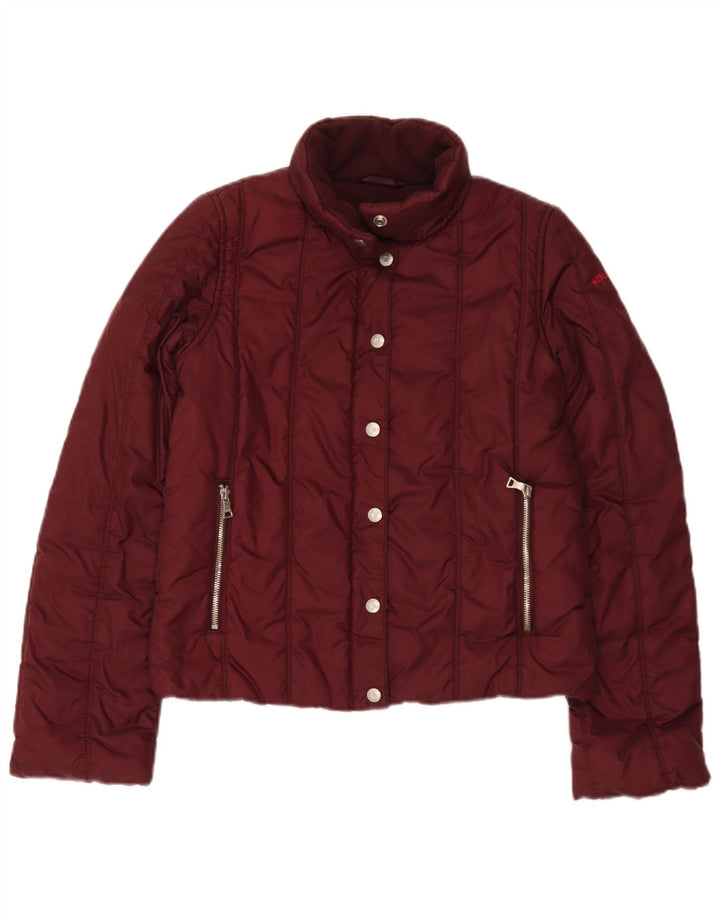 Guess Polstret jakke til kvinder UK 10 Small Burgundy Nylon