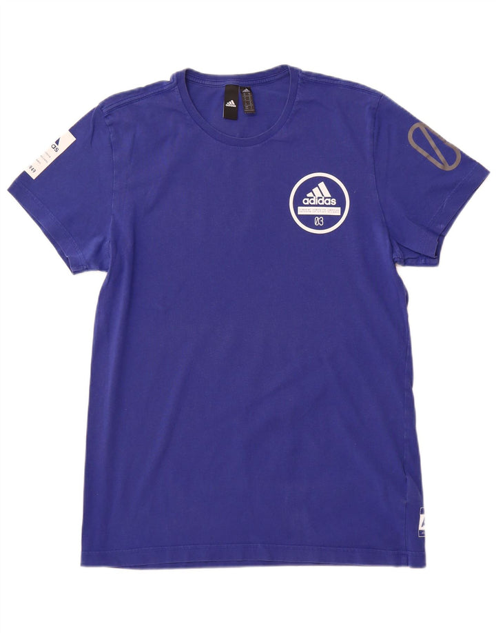 ADIDAS Grafisk T-shirt til mænd, mellemblå bomuld