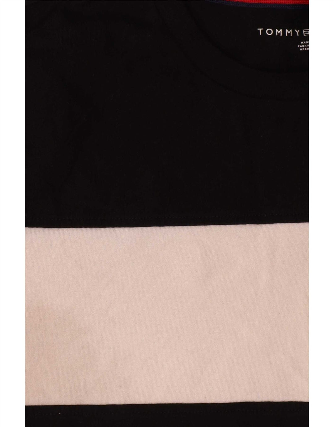 Tommy Hilfiger Herre T-Shirt Top Medium Sort Colourblock Bomuld