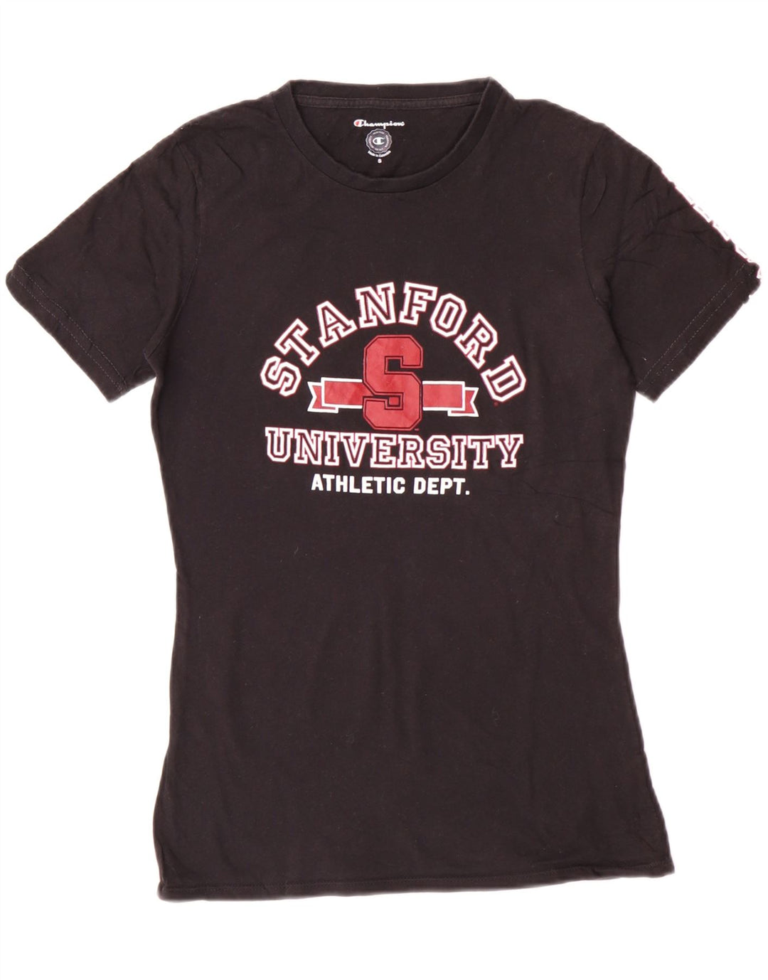 Champion Dame Grafisk T-Shirt Top UK 10 Small Black Bomuld