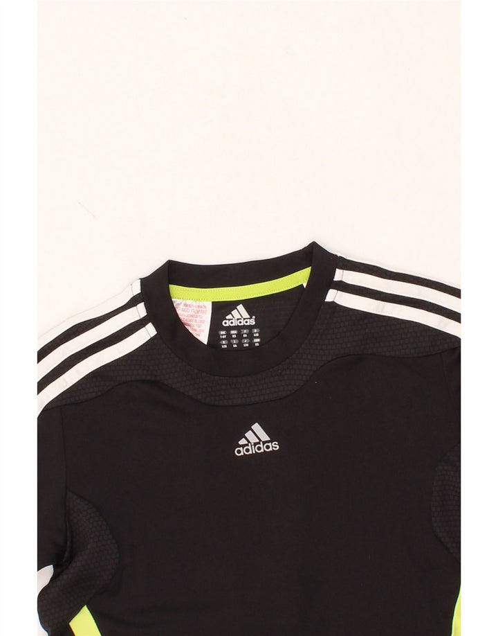 ADIDAS Boys Climacool T-Shirt Top 7-8 Years Black Colourblock Vintage Adidas and Second-Hand Adidas from Messina Hembry 