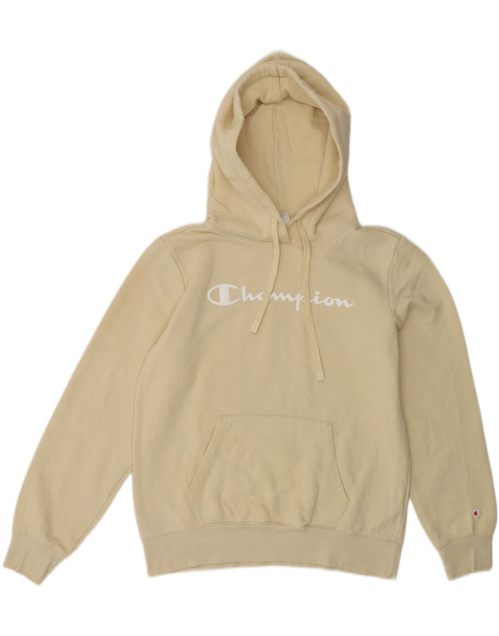 CHAMPION Grafisk hættetrøje til kvinder UK 14 Medium Beige Bomuld