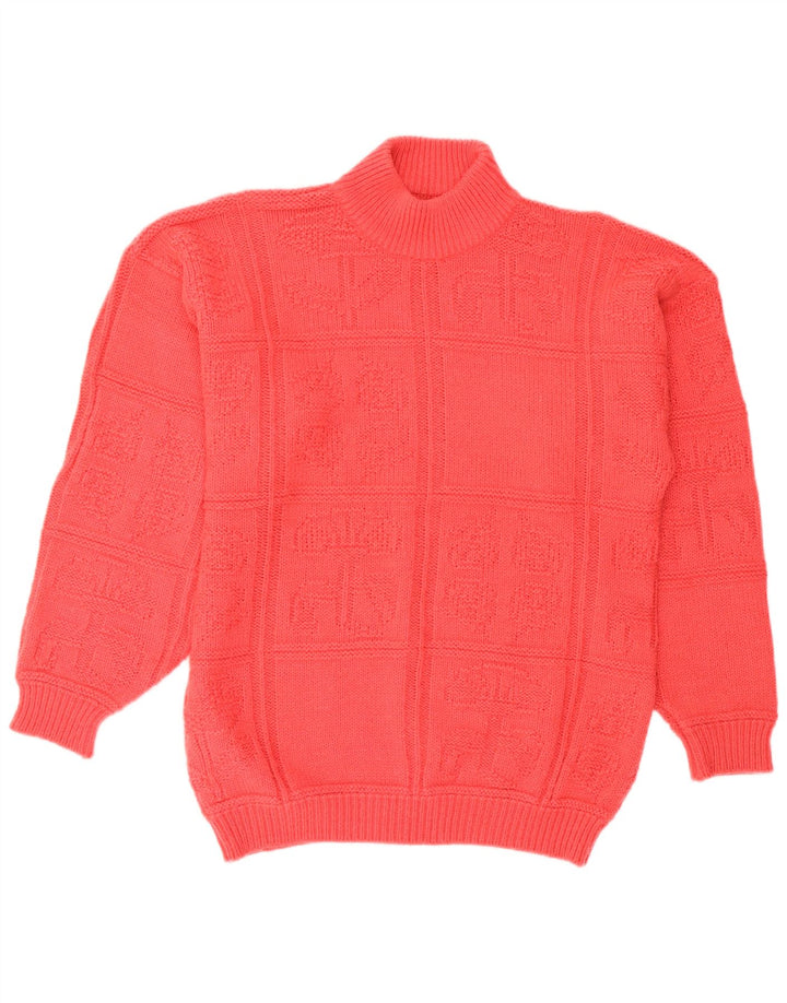 Vintage Dame Turtle Neck Jumper Sweater UK 14 Large Pink
