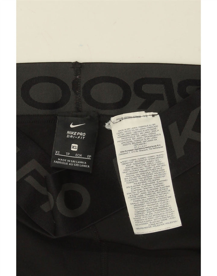 NIKE Womens Dri Fit Graphic Leggings UK 4 XS  Black Polyester
