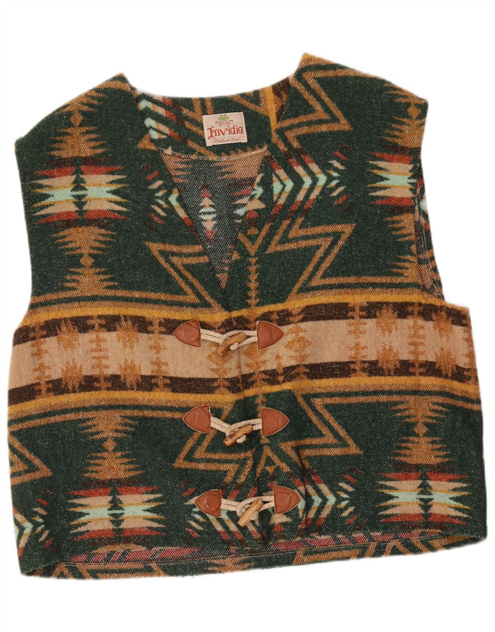 Vintage herrevest XL Grøn Geometrisk Aztec