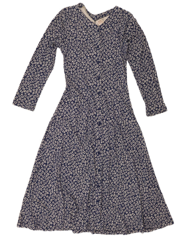 Michele Boyard Dame Langærmet Maxikjole UK 14 Large Navy Blue Floral