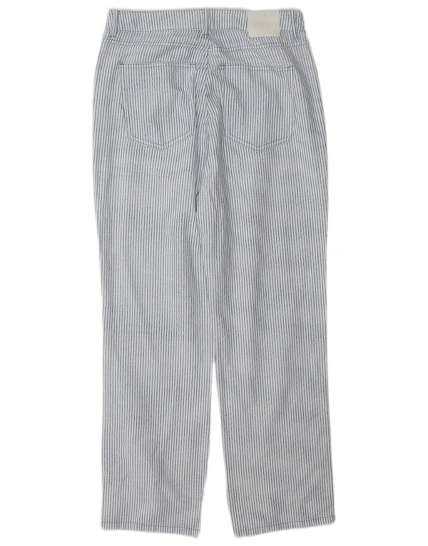 Zara Womens Straight Casual Trousers EU 38 Small W28 L28 Blue Pinstripe