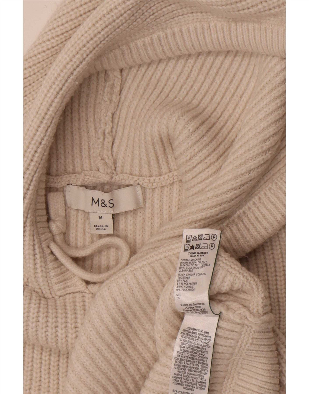 Marks & Spencer Dame Hættetrøje UK 14 Medium Beige Polyester