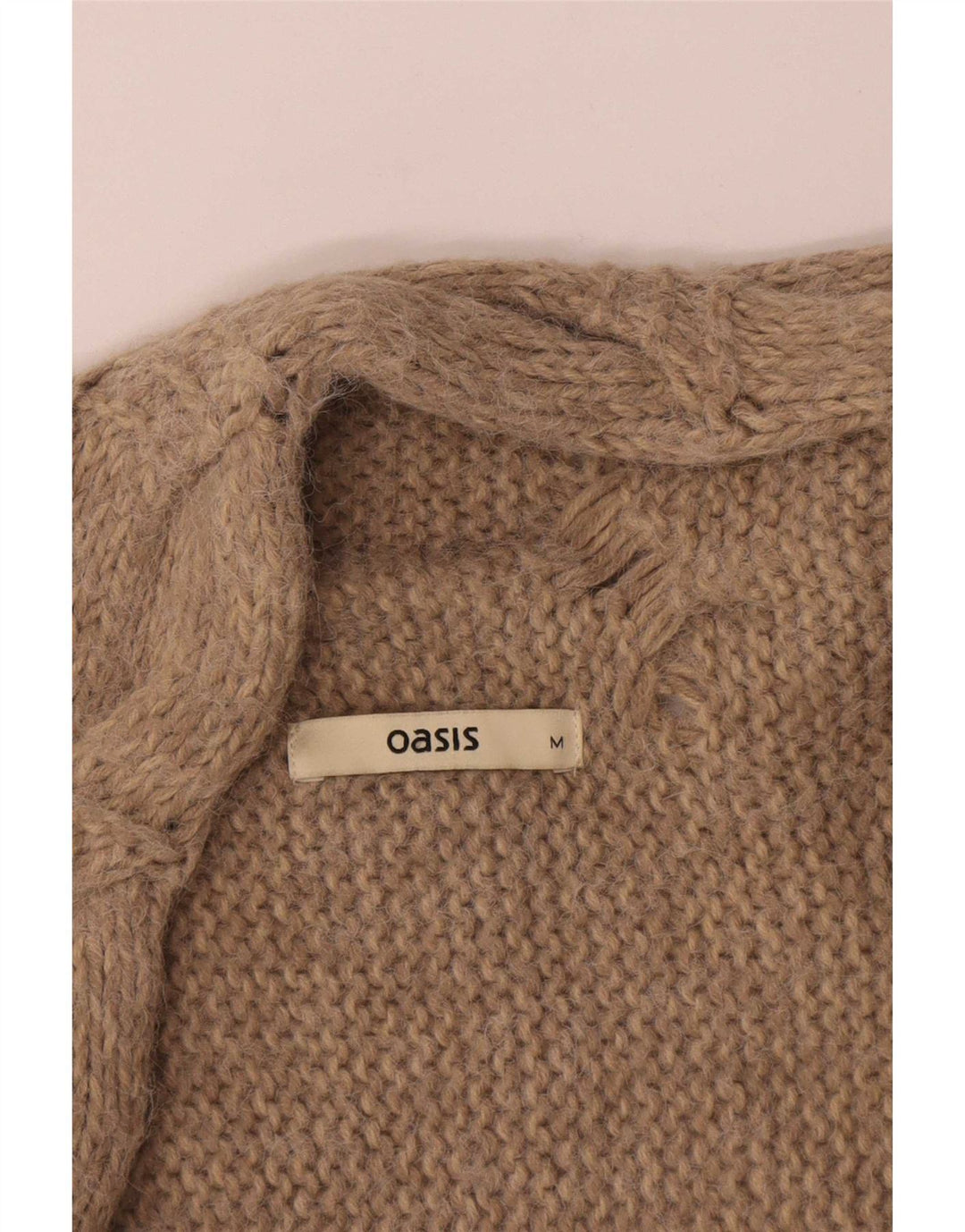 Oasis Womens Open Cardigan Sweater UK 14 Medium Beige Akryl