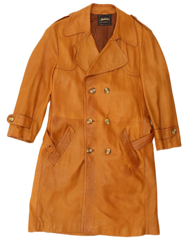 VINTAGE Military Læderfrakke til mænd EU 46 Small Beige