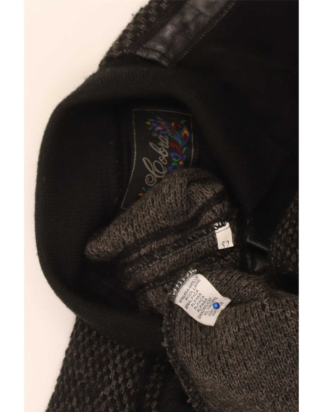Cobra Herre Polo Neck Jumper Sweater IT 52 Large Black Argyle/Diamond Wool
