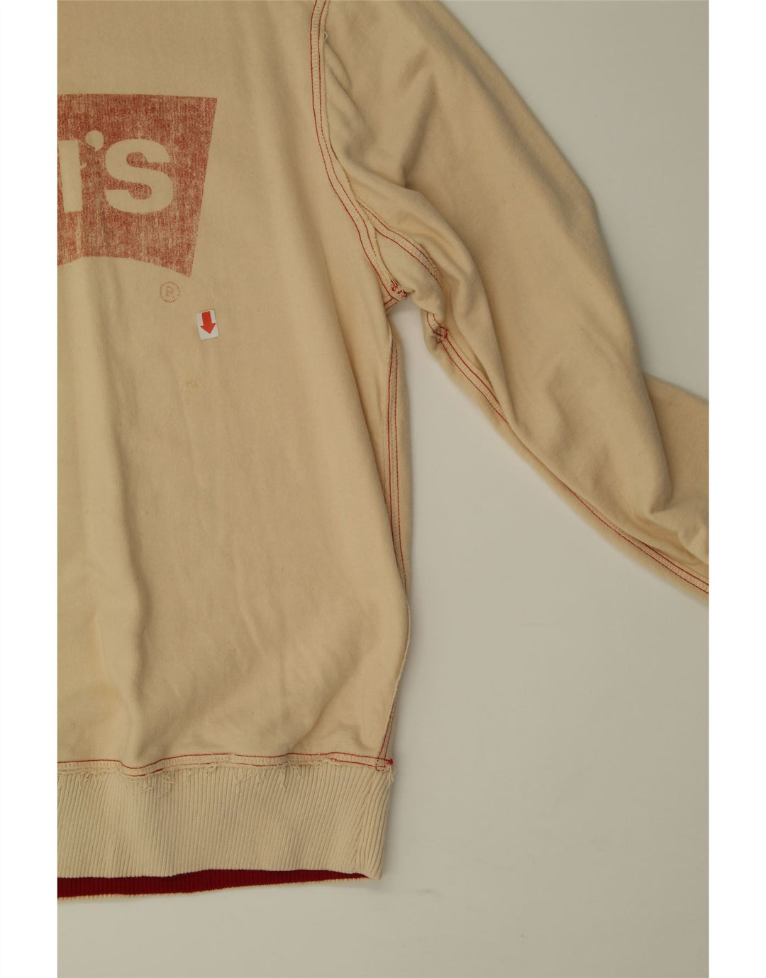 LEVI'S Mens Graphic Sweatshirt Jumper Large Beige Cotton Vintage Levi's and Second-Hand Levi's from Messina Hembry 