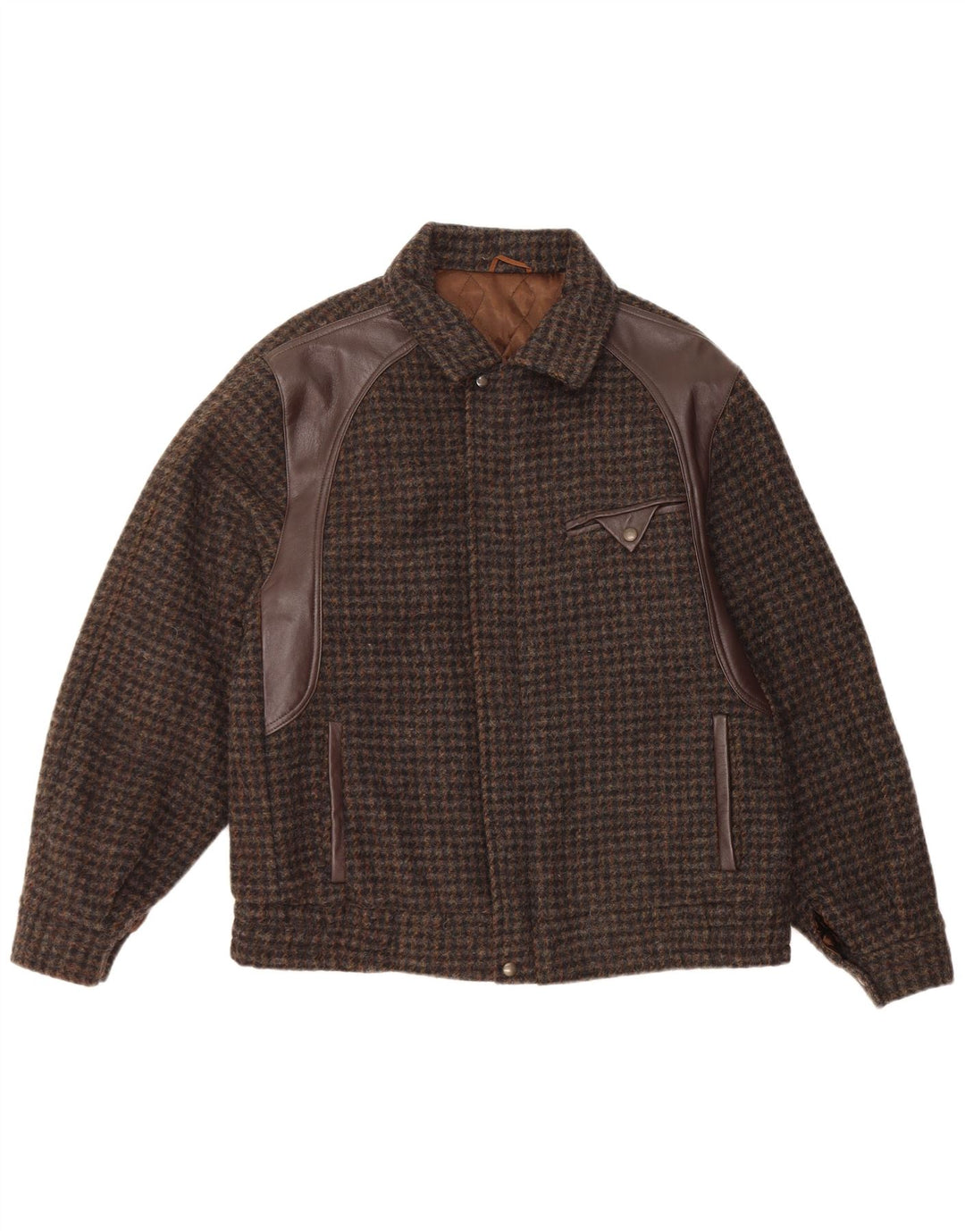 INDIOS Bomberjakke til mænd IT 48 Medium Brown Houndstooth Uld