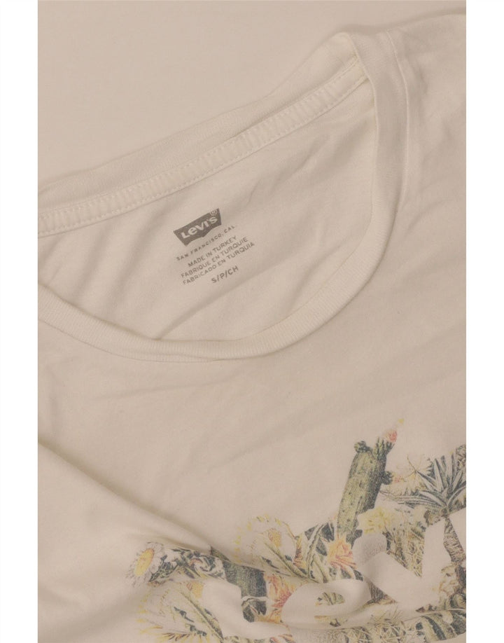 LEVI'S Dame Grafisk T-Shirt Top UK 10 Small White