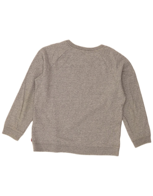 Levi's Grafisk Sweatshirt Jumper UK 14 Mellemgrå Flekket Bomuld