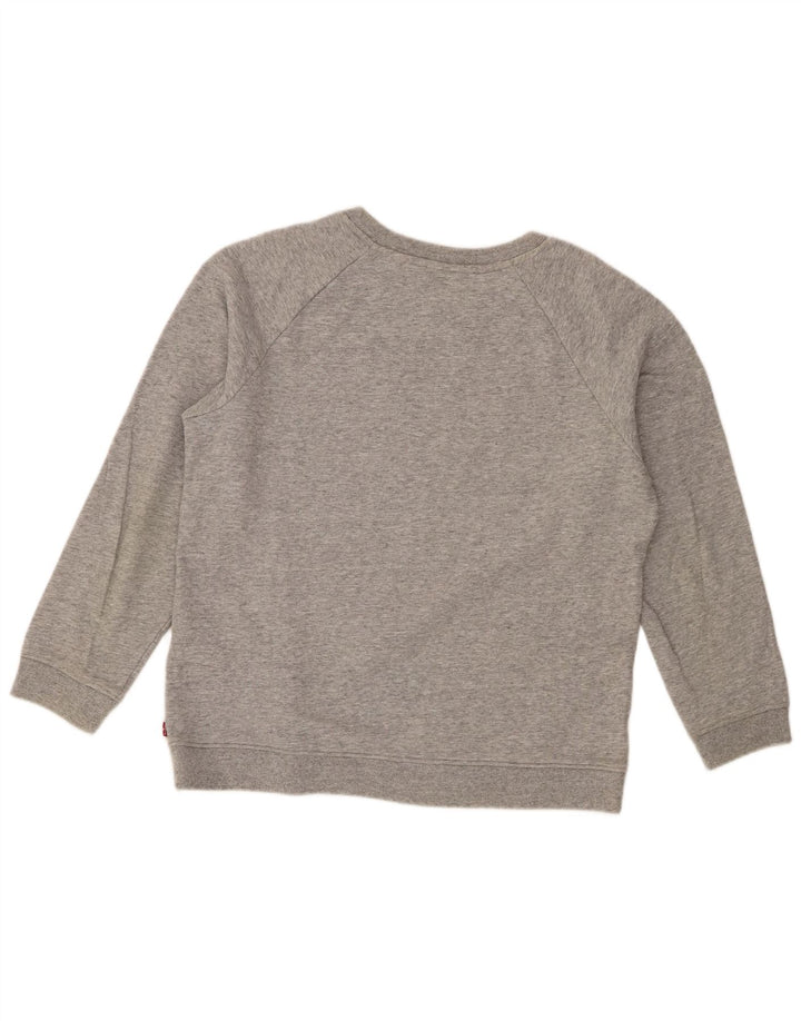 Levi's Grafisk Sweatshirt Jumper UK 14 Mellemgrå Flekket Bomuld