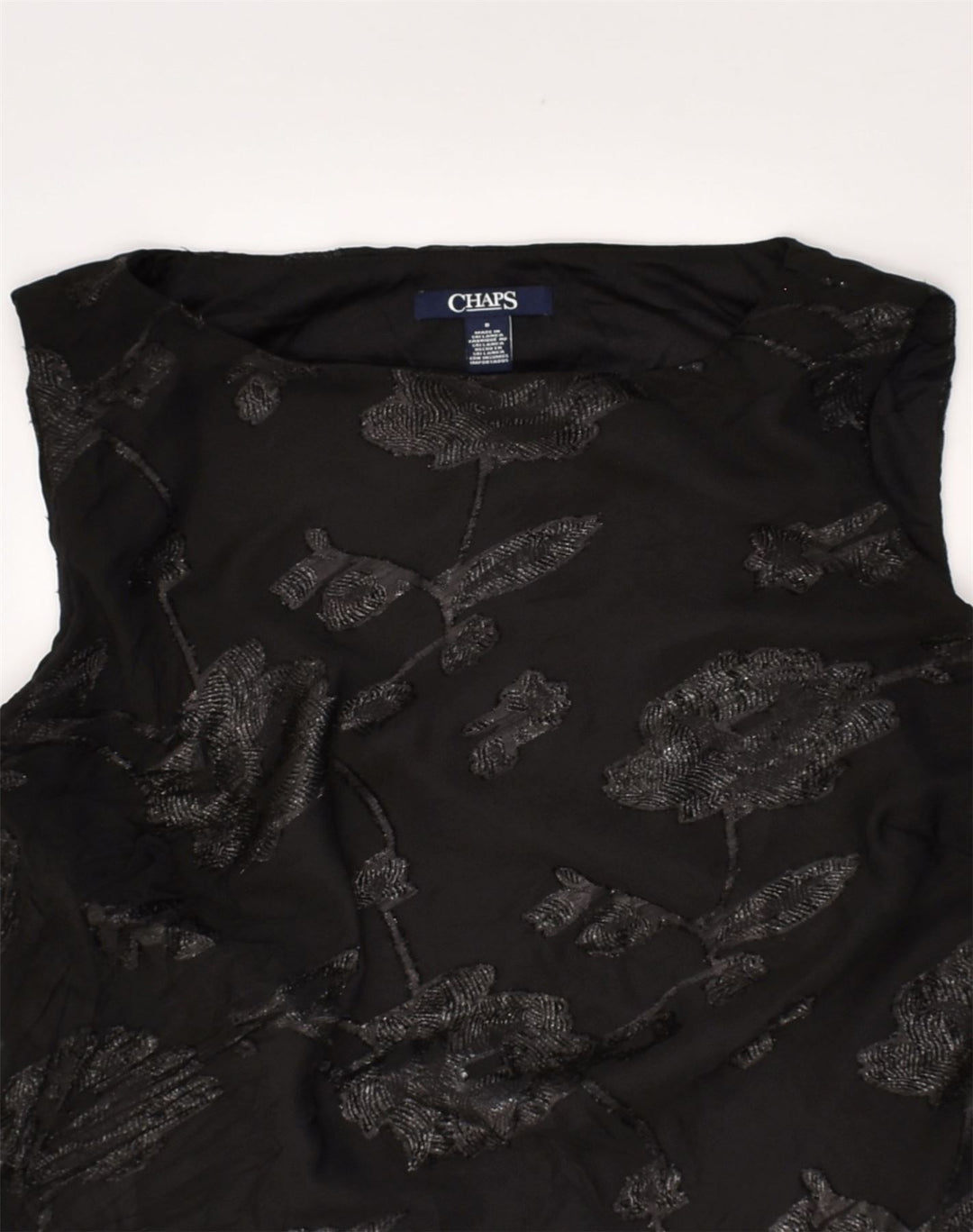 CHAPS Dame A-Line Kjole UK 10 Small Black Floral Polyester