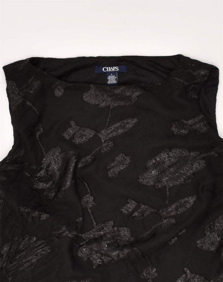 CHAPS Dame A-Line Kjole UK 10 Small Black Floral Polyester