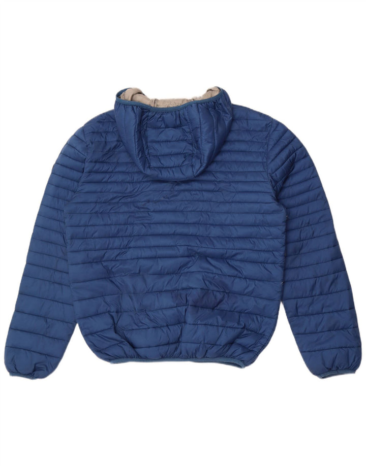 Trussardi Herre hættepolstret jakke UK 40 Stor blå nylon