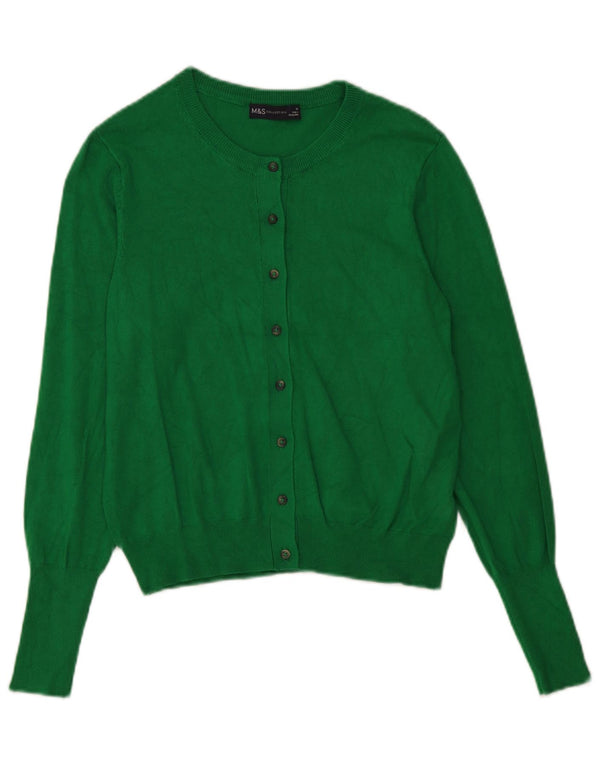 Marks & Spencer Womens Crop Cardigan Sweater UK 14 Medium Green Viscose