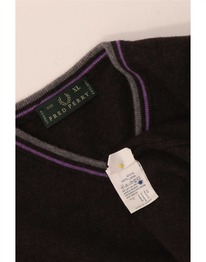 Fred Perry Herre V-hals sweater XL sort uld
