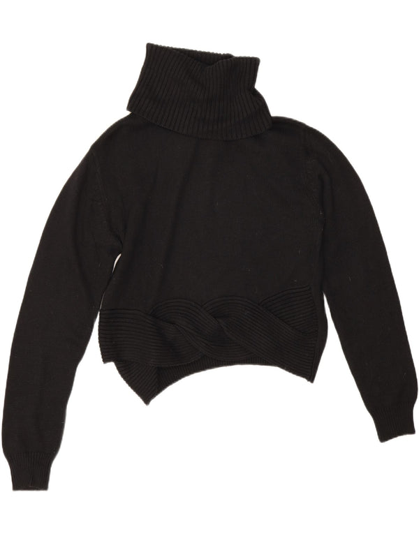 Guess Womens Crop Roll Neck Jumper Sweater UK 14 Medium Black Bomuld