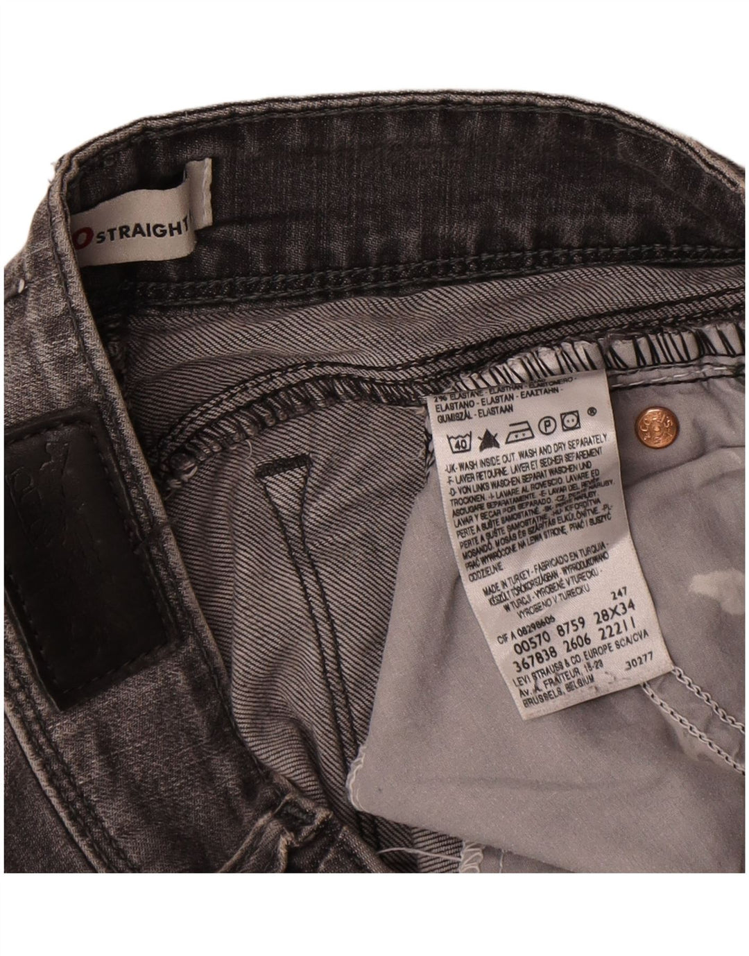 Levi's Dame 570 Straight Jeans W28 L31 Grå Bomuld