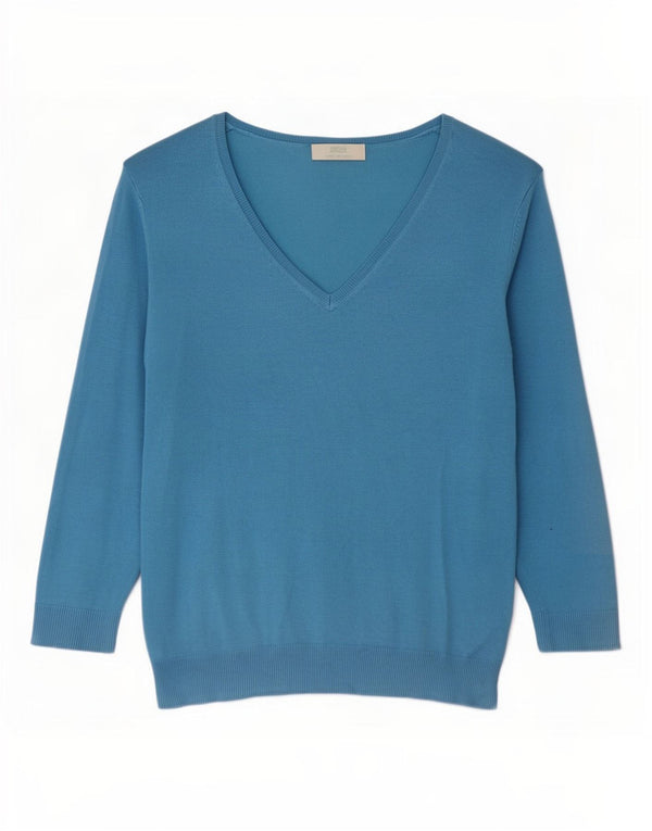 Marks & Spencer Dame Oversized V-hals sweater UK 12 Medium Blue