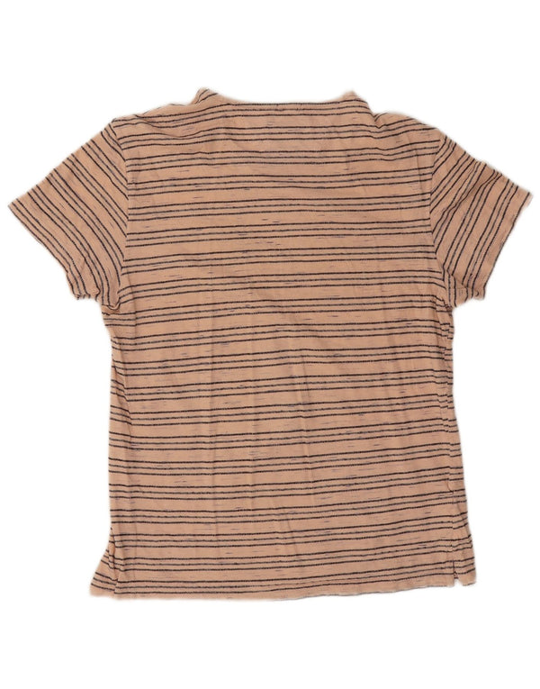 Americanino Dame Slim T-Shirt Top UK 12 Medium Pink Stribet Bomuld