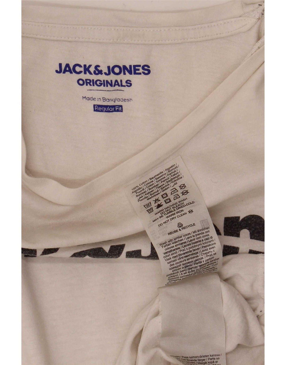Jack & Jones Herre Regular Fit Grafisk T-shirt Top Medium Hvid Bomuld