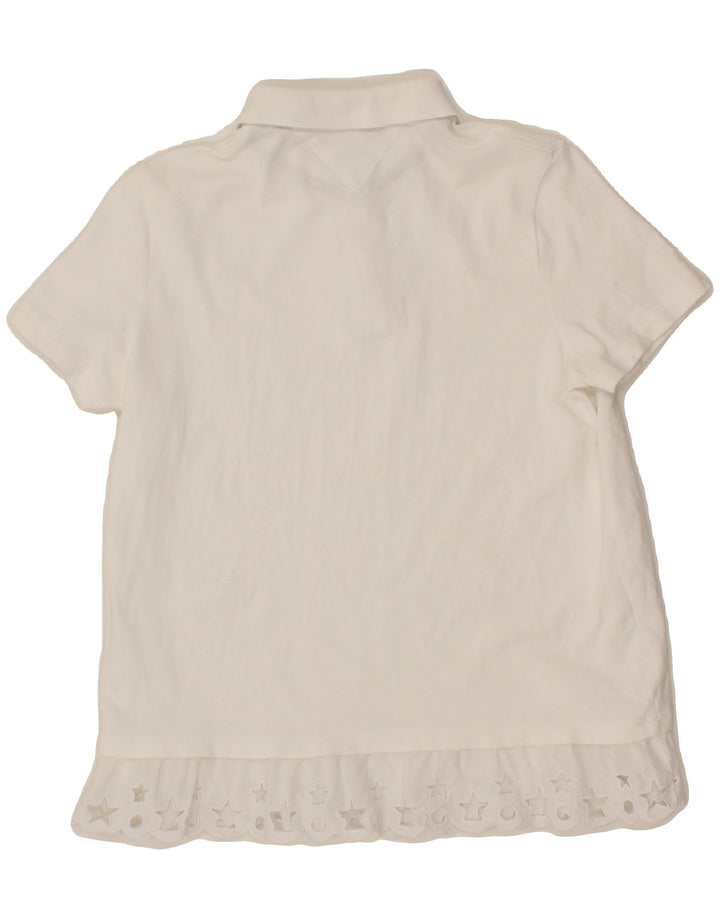 TOMMY HILFIGER Womens Polo Shirt UK 12 Medium White Cotton Vintage Tommy Hilfiger and Second-Hand Tommy Hilfiger from Messina Hembry 