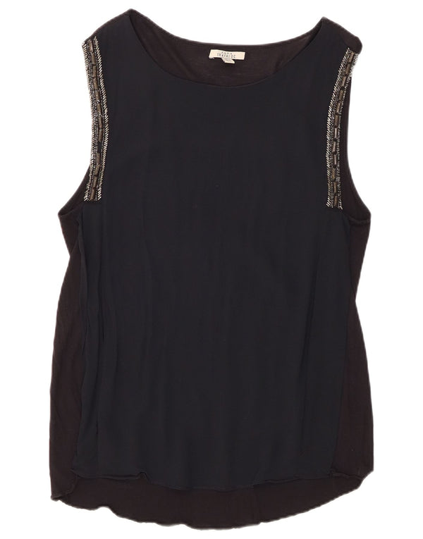 Zara Dame ærmeløs bluse Top UK 12 Medium Sort