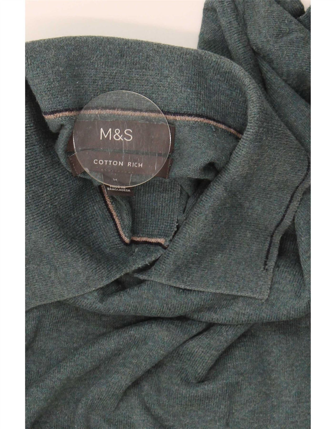 Marks & Spencer Herre Polo Neck Jumper Sweater Medium Grøn Bomuld