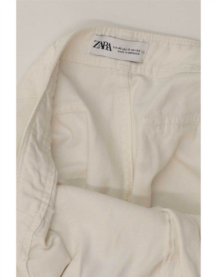 Zara Dame Straight Cargo Bukser EU 42 Large W32 L32 Hvid