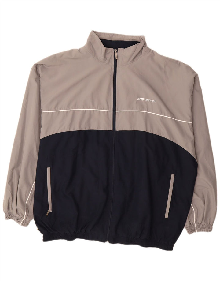 REEBOK Træningsdragt til mænd Topjakke 2XL Grå Colourblock Polyester