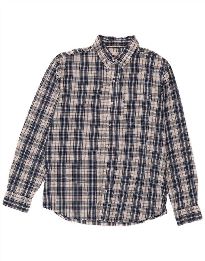 LEVI'S Mens Modern Fit Flannel Shirt Medium Navy Blue Check Cotton