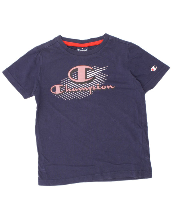 Champion drenge grafisk T-shirt top 5-6 år XS marineblå bomuld