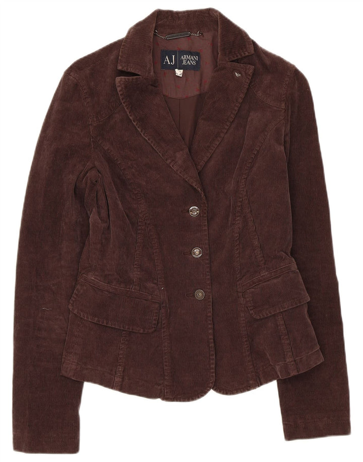 Armani Jeans Dame 3-knaps Corduroy Blazer Jakke EU 40 Medium Brun