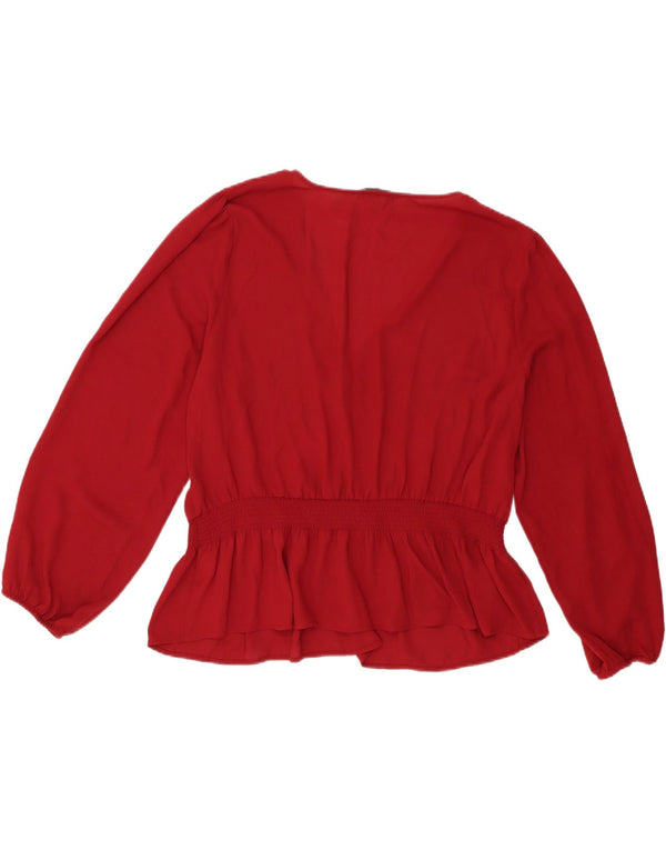 Oasis Dame Langærmet Bluse Top UK 22 3XL Burgundy Polyester