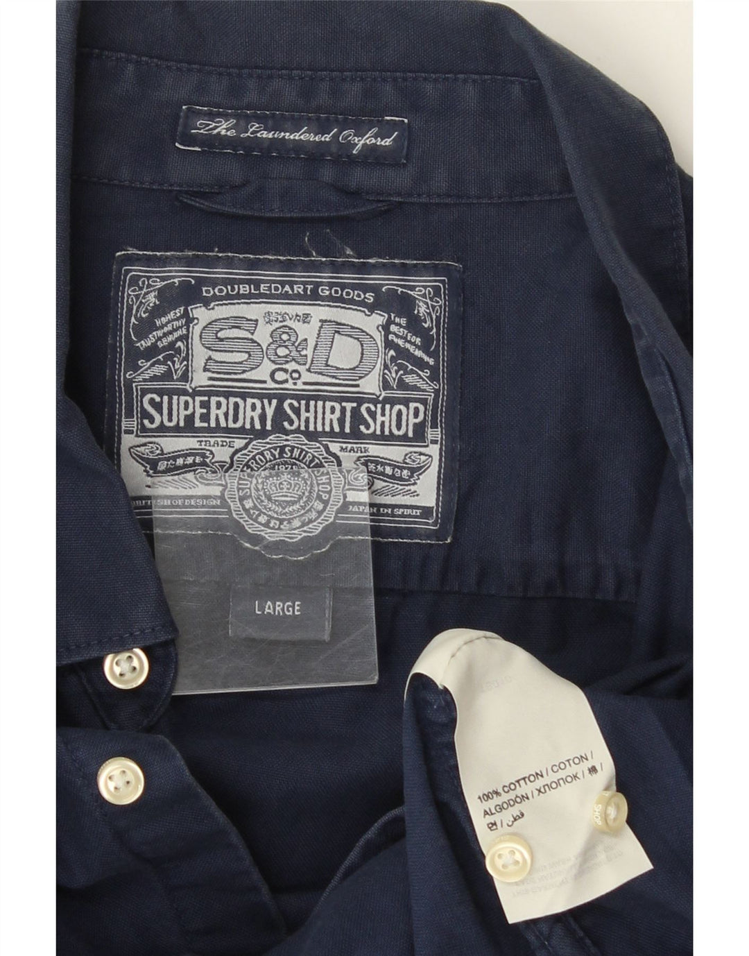 Superdry herreskjorte stor marineblå bomuld