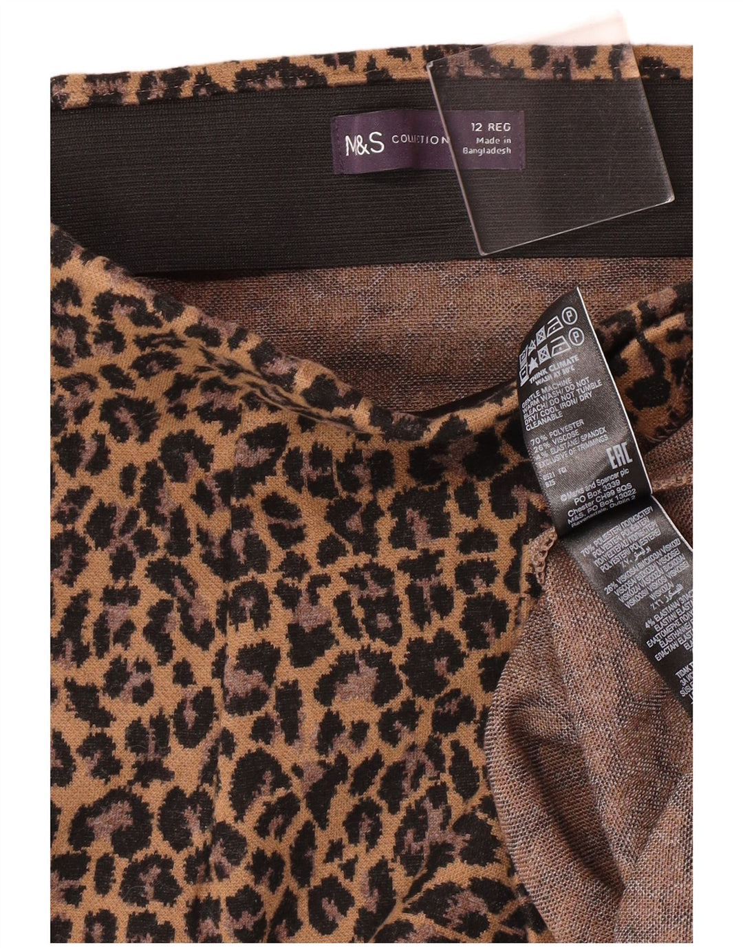 Marks & Spencer Mininederdel til kvinder UK 12 Medium W30 Brun Leopard