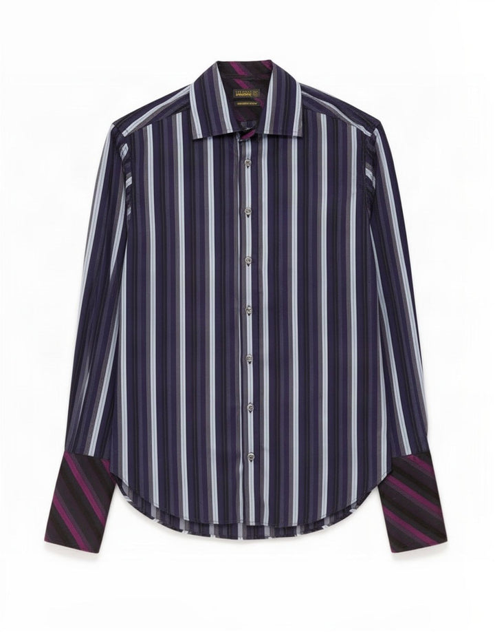 Ted Baker Herre formel skjorte str. 38 15 Mellem marineblå stribet bomuld
