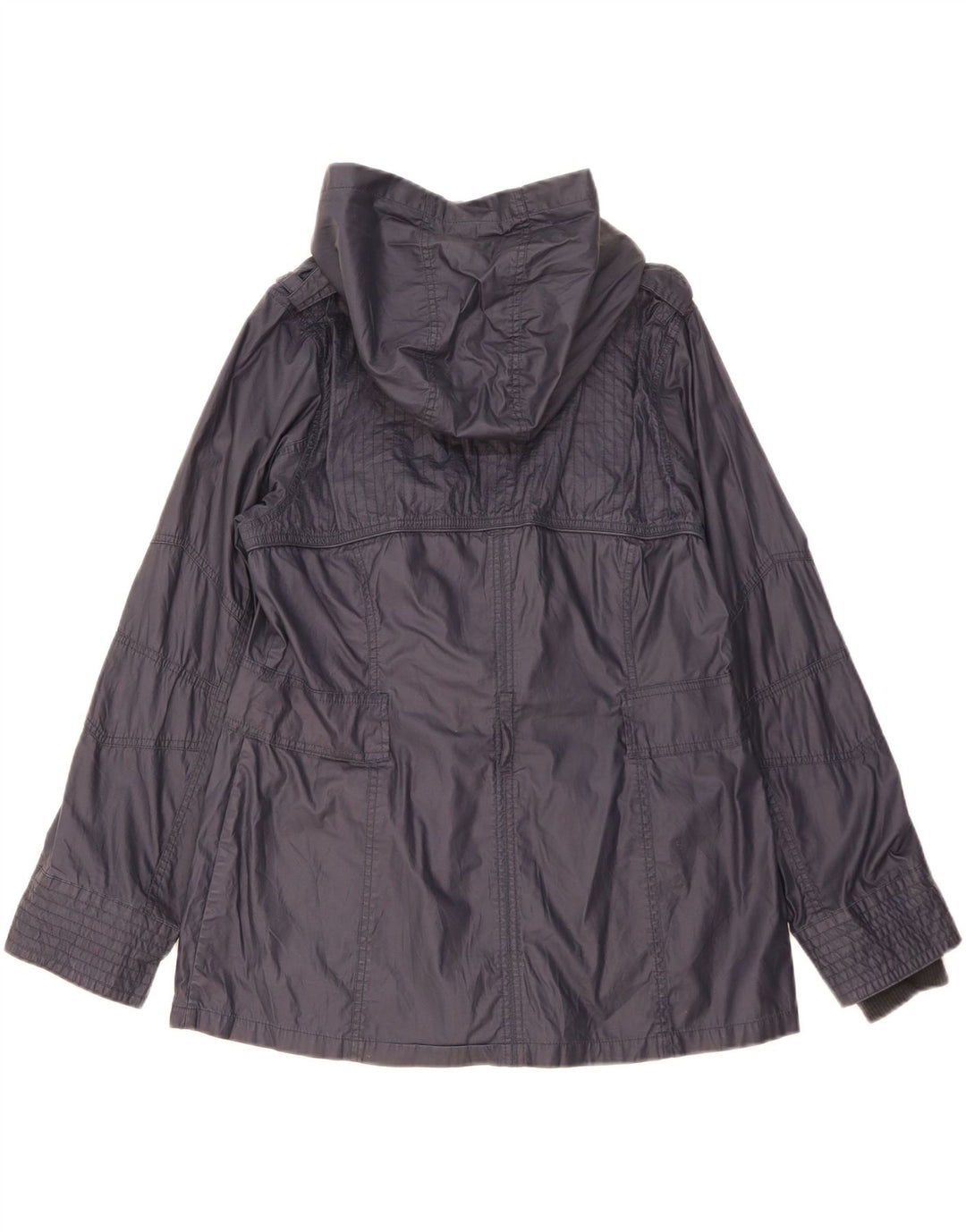Marks & Spencer Dame Hooded Utility Jacket UK 16 Large Navy Blue Cotton