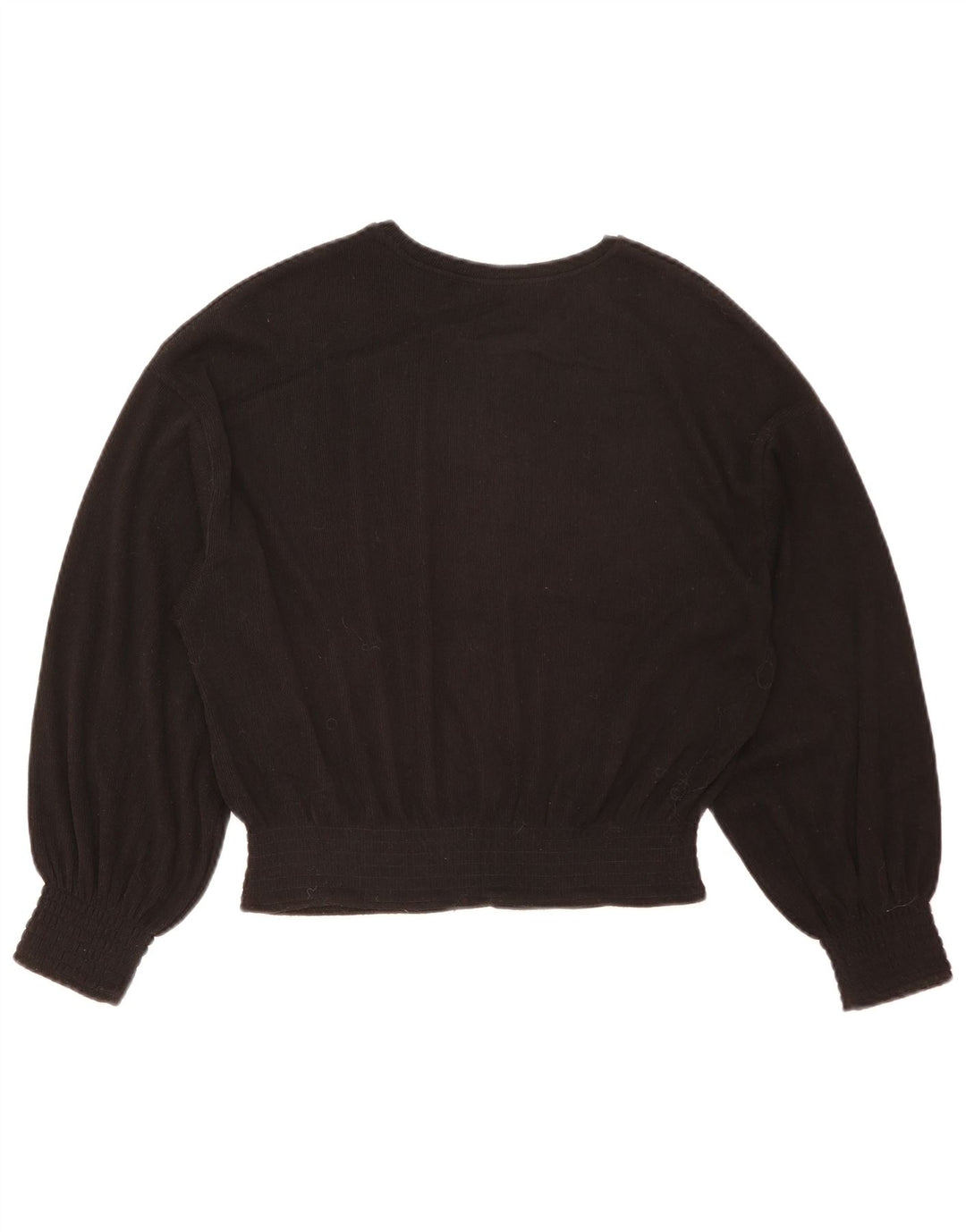 Zara Womens Crop Langærmet Oversized Bluse Top UK 10 Small Black