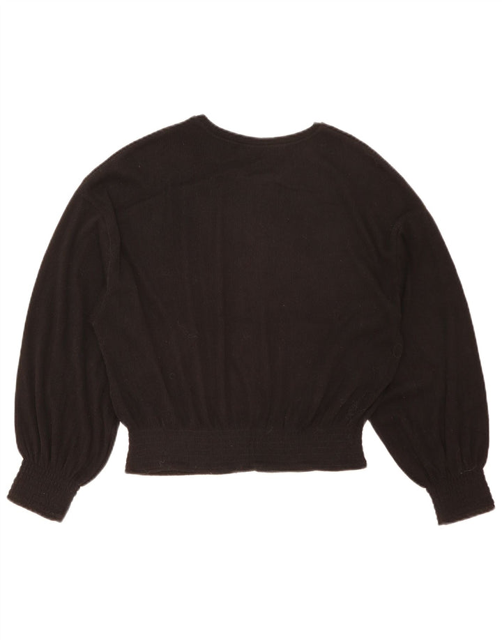 Zara Womens Crop Langærmet Oversized Bluse Top UK 10 Small Black