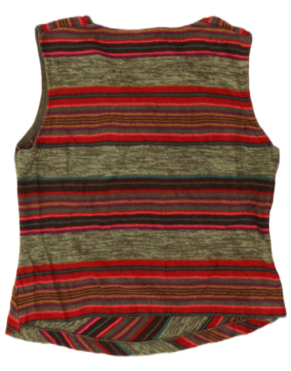Chaps Dame Ærmeløs Crop Top UK 18 XL Grøn Stribet Linned